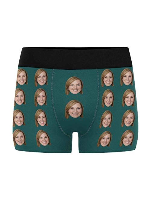 Custom Men's Boxer Briefs with Funny Photo Face, Personalized Underwear Wife's Face