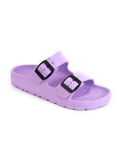 LUFFYMOMO Adjustable Slip on Eva Double Buckle Slides Comfort Footbed Thong Sandals for Womens