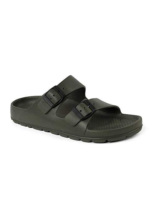 LUFFYMOMO Adjustable Slip on Eva Double Buckle Slides Comfort Footbed Thong Sandals for Womens