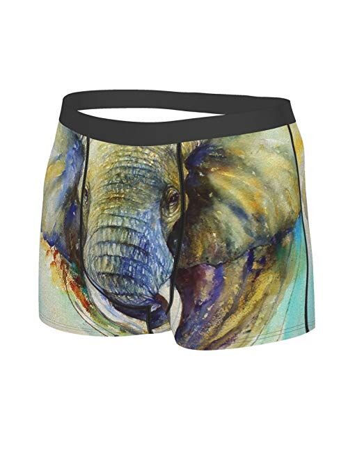 Antkondnm Elephant Art Funny Boxer Briefs Print Underwear for Men Custom