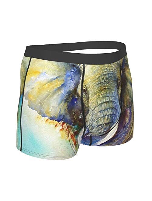 Antkondnm Elephant Art Funny Boxer Briefs Print Underwear for Men Custom