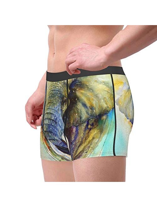 Antkondnm Elephant Art Funny Boxer Briefs Print Underwear for Men Custom