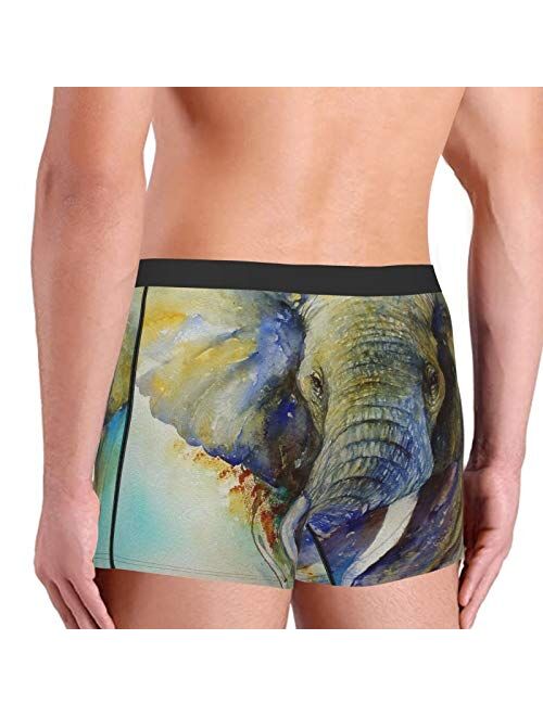 Antkondnm Elephant Art Funny Boxer Briefs Print Underwear for Men Custom