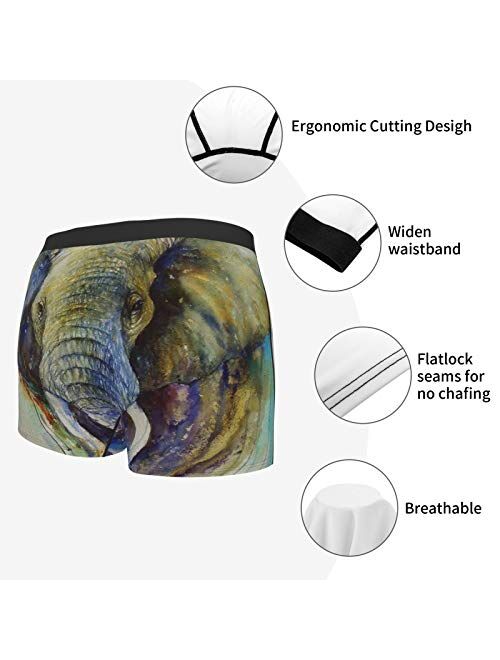 Antkondnm Elephant Art Funny Boxer Briefs Print Underwear for Men Custom