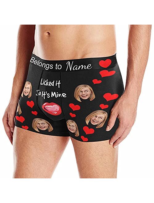 Custom Face Boxer for Men Licked Personalized Photo Text Men's Underwear XS-5XL