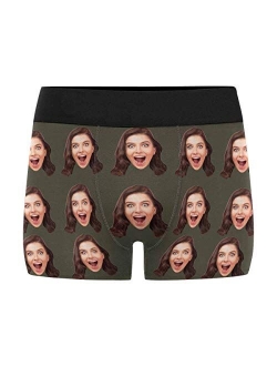 Custom Men's Boxers Funny Face Novelty Couples Underwear Briefs Cotton Boxer Shorts with Girlfriend Photo