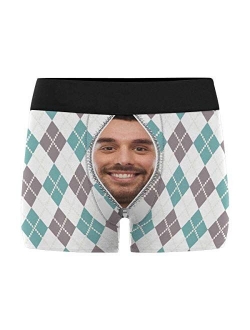 Custom Men's Boxers Funny Face Novelty Couples Underwear Briefs Cotton Boxer Shorts with Girlfriend Photo