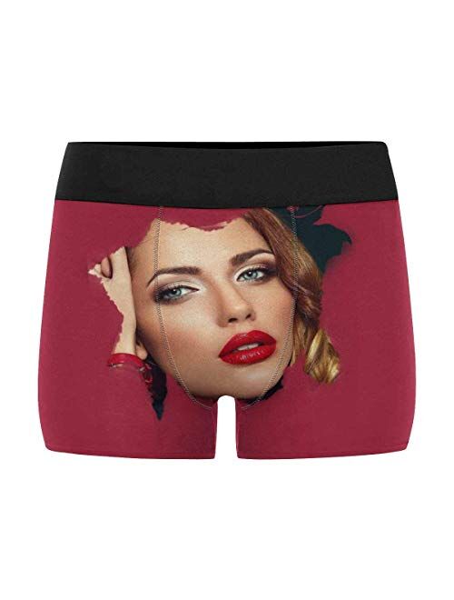 Custom Men's Boxers Funny Face Novelty Couples Underwear Briefs Cotton Boxer Shorts with Girlfriend Photo