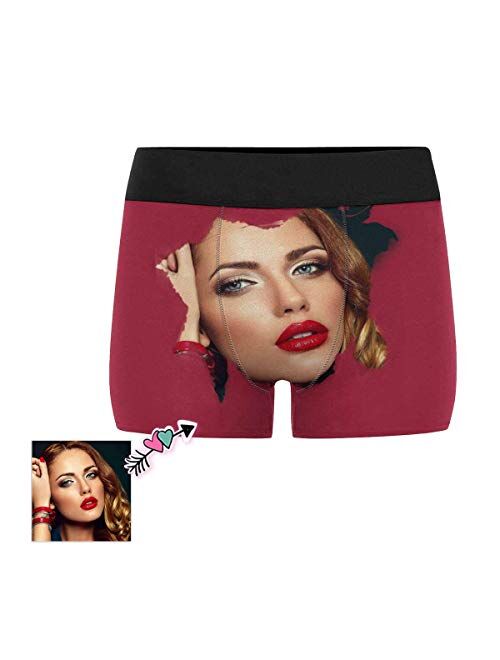 Custom Men's Boxers Funny Face Novelty Couples Underwear Briefs Cotton Boxer Shorts with Girlfriend Photo