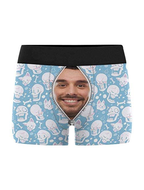 Custom Men's Boxers Funny Face Novelty Couples Underwear Briefs Cotton Boxer Shorts with Girlfriend Photo