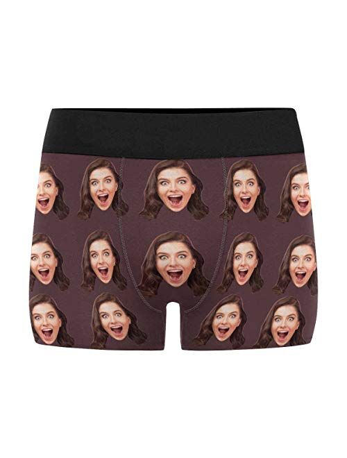 Custom Men's Boxers Funny Face Novelty Couples Underwear Briefs Cotton Boxer Shorts with Girlfriend Photo