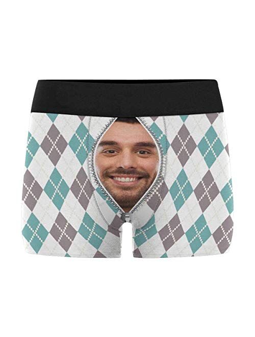 Custom Men's Boxers Funny Face Novelty Couples Underwear Briefs Cotton Boxer Shorts with Girlfriend Photo