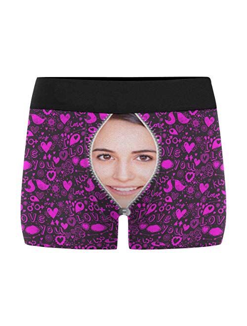 Custom Men's Boxers Funny Face Novelty Couples Underwear Briefs Cotton Boxer Shorts with Girlfriend Photo