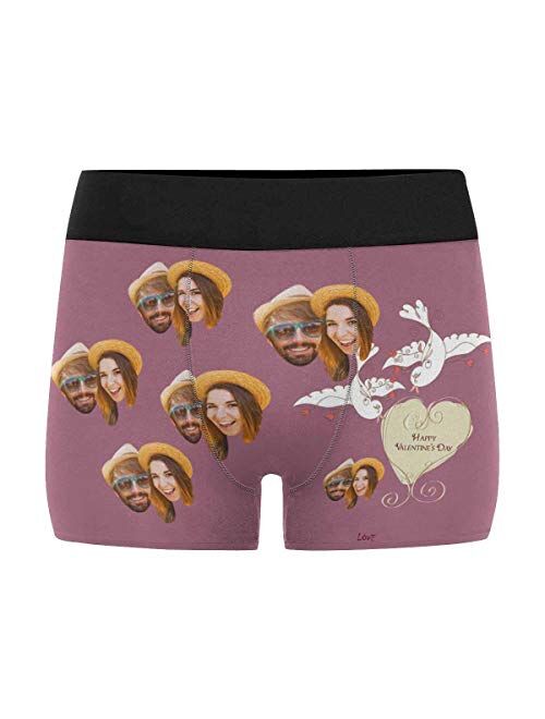 Custom Men's Boxers Funny Face Novelty Couples Underwear Briefs Cotton Boxer Shorts with Girlfriend Photo