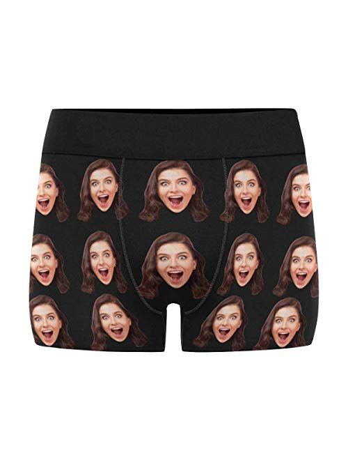 Custom Men's Boxers Funny Face Novelty Couples Underwear Briefs Cotton Boxer Shorts with Girlfriend Photo