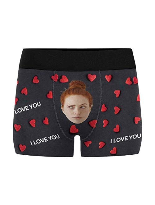 Personalized Mens Photo Boxer Briefs, Face on Novelty Shorts Underpants for Boyfriend Husband All Mine