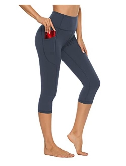 Stelle Women's Capri Yoga Pants with Pockets Essential High Waisted Legging for Workout