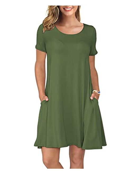 KORSIS Women's Summer Casual T Shirt Dresses Short Sleeve Swing Dress Pockets