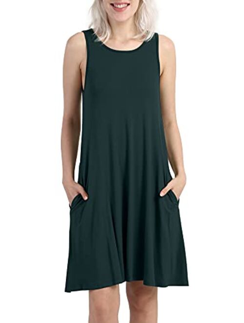 KORSIS Women's Summer Casual T Shirt Dresses Short Sleeve Swing Dress Pockets