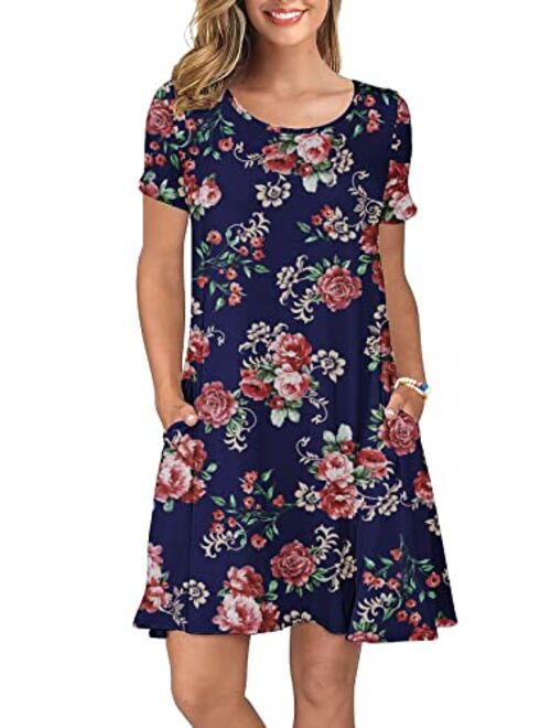 KORSIS Women's Summer Casual T Shirt Dresses Short Sleeve Swing Dress Pockets