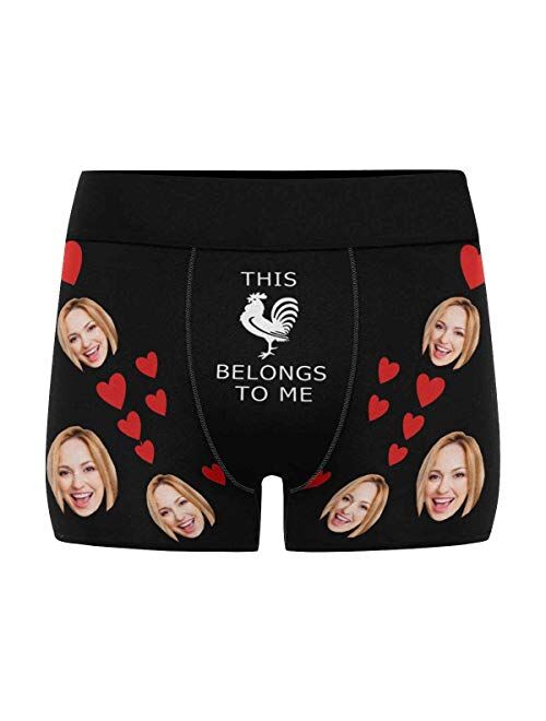 Custom Face Men's Boxer Briefs Underwear Shorts Underpants with Photo Hug Black