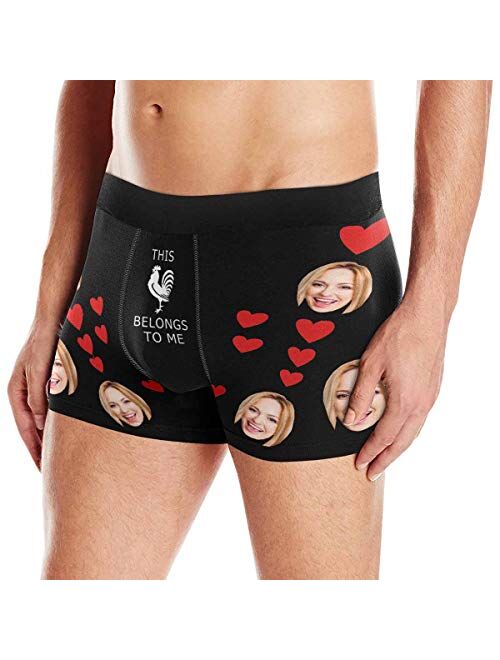 Custom Face Men's Boxer Briefs Underwear Shorts Underpants with Photo Hug Black