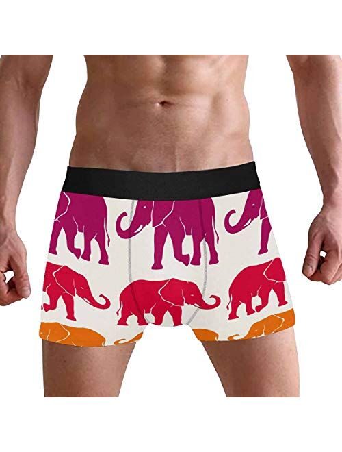 InterestPrint Men's All Over Print Boxer Briefs Breathable Underwear Cute Elephants