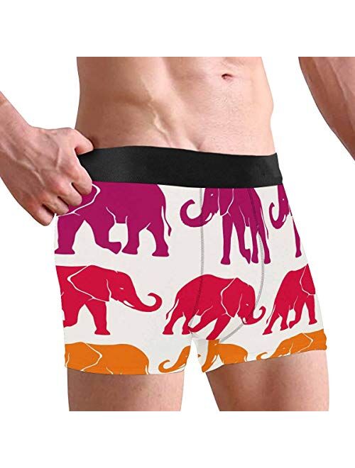 InterestPrint Men's All Over Print Boxer Briefs Breathable Underwear Cute Elephants