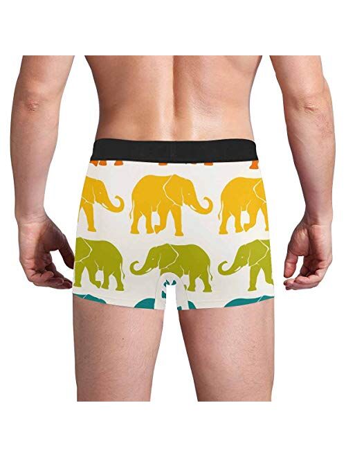 InterestPrint Men's All Over Print Boxer Briefs Breathable Underwear Cute Elephants