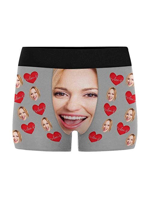 Custom Face Men's Boxer Briefs Underwear Shorts Underpants with Photo Funny Hug