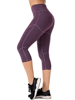 RAYPOSE Womens Yoga Running Capris Leggings Workout Pants Tummy Control High Waisted Sports Gym Fitness with Pockets