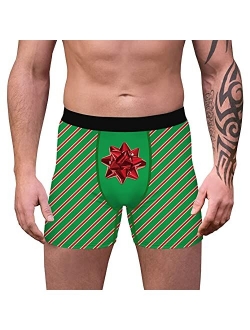 iiniim Men's Boxer Briefs Graphic Funny Print Underwear Short Leg Bulge Pouch Shorts Santa Festival Panties