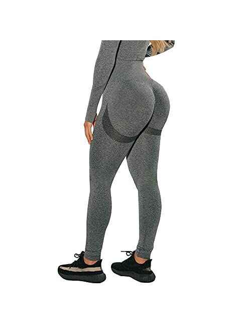 YVYVLOLO Women High Waist Workout Gym Butt Lift Seamless Leggings Yoga Pants Tights