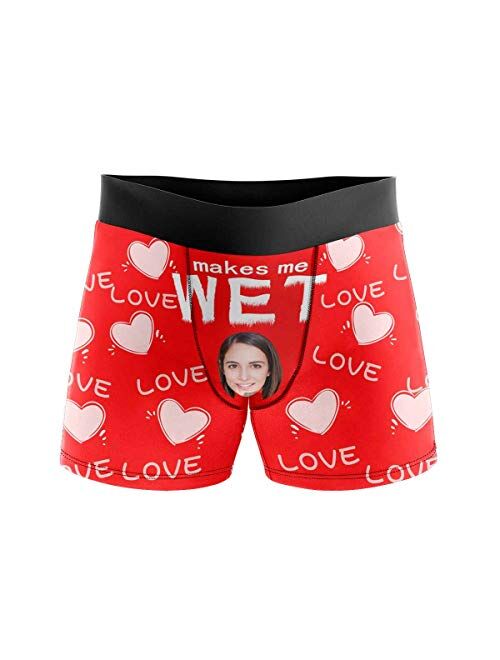 Custom Boxers for Men with Face Hug Personalized Christmas Underwear for Men Funny Gag Gift