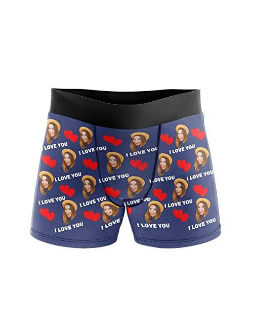 Custom Boxers for Men with Face Hug Personalized Christmas Underwear for Men Funny Gag Gift