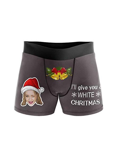 Custom Boxers for Men with Face Hug Personalized Christmas Underwear for Men Funny Gag Gift