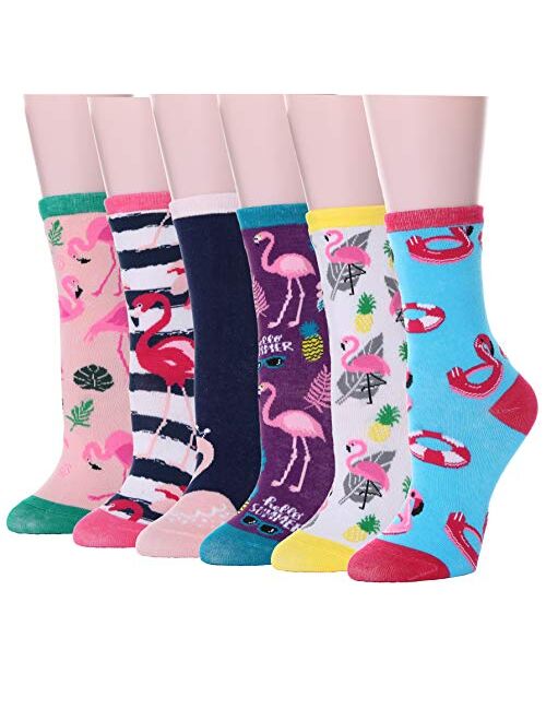 Girls Cotton Socks Soft Cotton Novelty Socks Cute Animal Pattern 6 Pairs