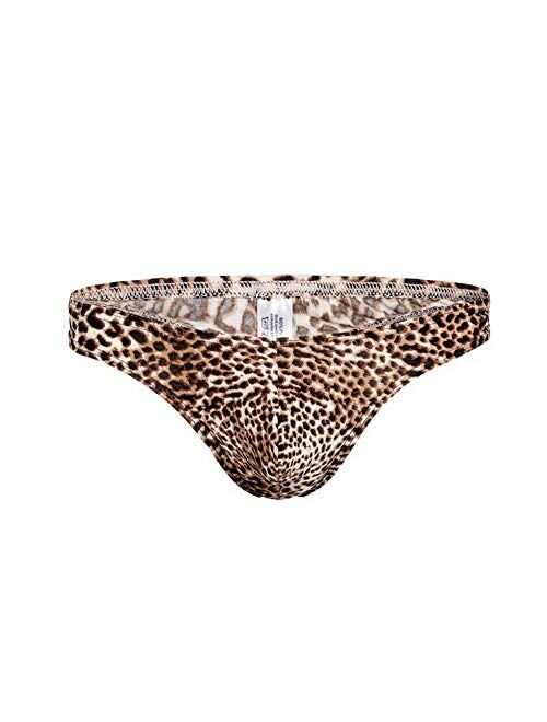 Swbreety Men's Leopard Underwear Thong G-String Bulge Pouch T-Back Underpants