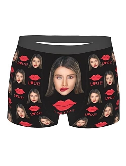 Ulikelife Custom Men's Funny Faces Boxer Brifes Personalized Print Novelty Briefs for Boyfriend Husband Gifts