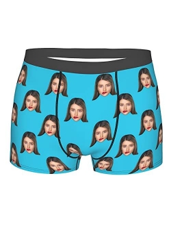 Ulikelife Custom Men's Funny Faces Boxer Brifes Personalized Print Novelty Briefs for Boyfriend Husband Gifts