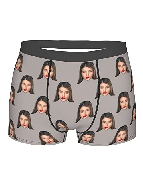 Ulikelife Custom Men's Funny Faces Boxer Brifes Personalized Print Novelty Briefs for Boyfriend Husband Gifts