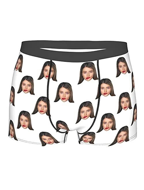 Ulikelife Custom Men's Funny Faces Boxer Brifes Personalized Print Novelty Briefs for Boyfriend Husband Gifts