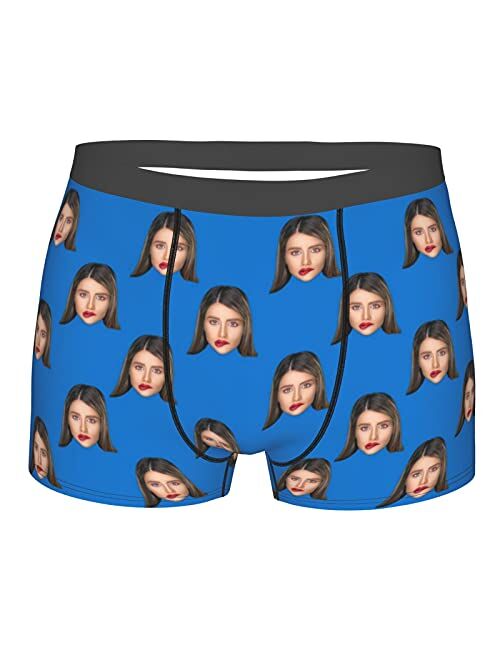 Ulikelife Custom Men's Funny Faces Boxer Brifes Personalized Print Novelty Briefs for Boyfriend Husband Gifts