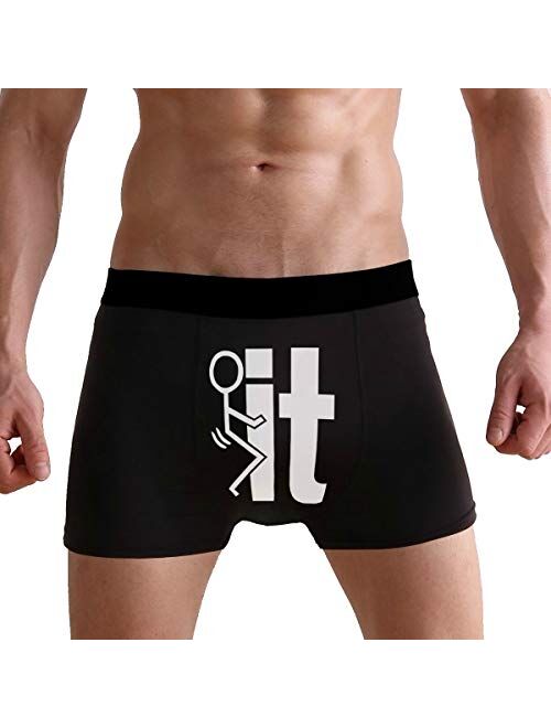 Naanle Funny Black and White Print Fuck It Graphic Mens Boxer Briefs Man Underwear