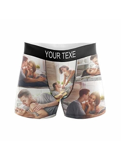 Custom Seamless face Men's Boxer Brief Underwear With Personalized Name Text on Waistband