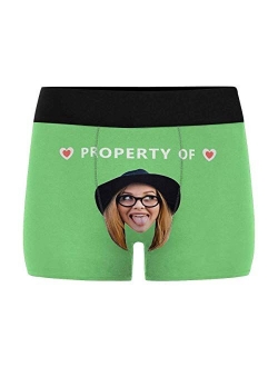 Personalized Face All-Over Printing Man Boxer Briefs with Wife's Face Heart with Property of on Black