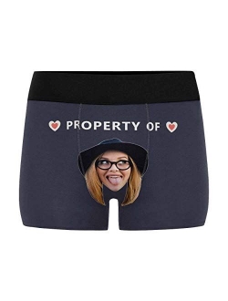 Personalized Face All-Over Printing Man Boxer Briefs with Wife's Face Heart with Property of on Black