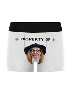 Personalized Face All-Over Printing Man Boxer Briefs with Wife's Face Heart with Property of on Black