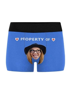 Personalized Face All-Over Printing Man Boxer Briefs with Wife's Face Heart with Property of on Black