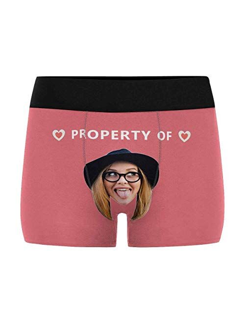 Personalized Face All-Over Printing Man Boxer Briefs with Wife's Face Heart with Property of on Black